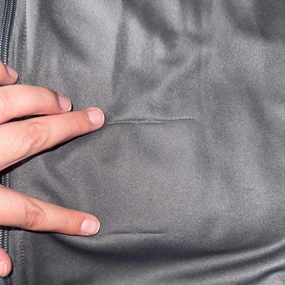 Adidas 2XL Gray Windbreaker Jacket with Signature Stripes